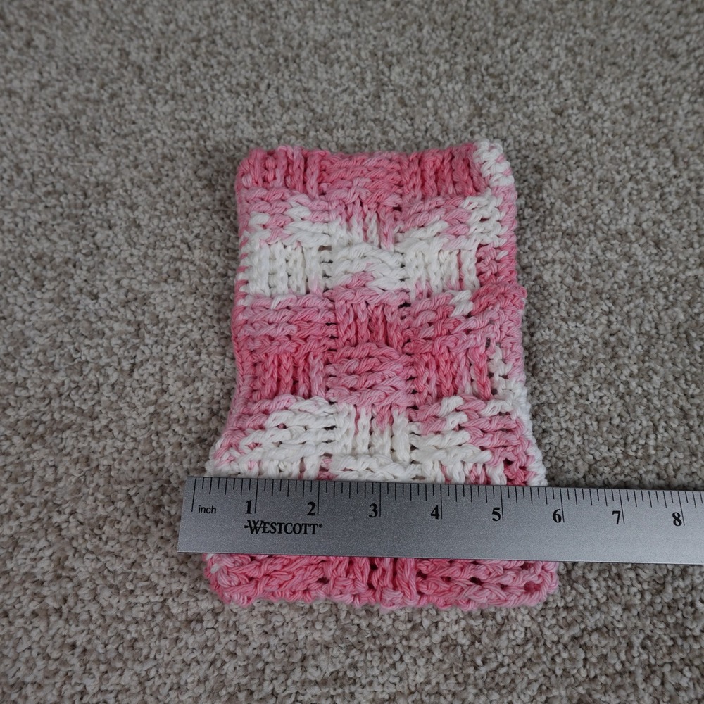 Handmade Crochet Reusable Mop Cover Pink White Fits Swiffer Sweeper Cotton Pad - Picture 5 of 5
